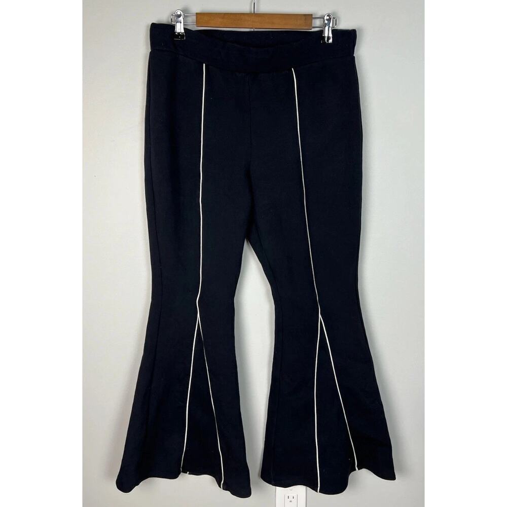 Victor Glemaud Pants Size Large Black Flare High Rise Stretch Contrast Trim Wm’s